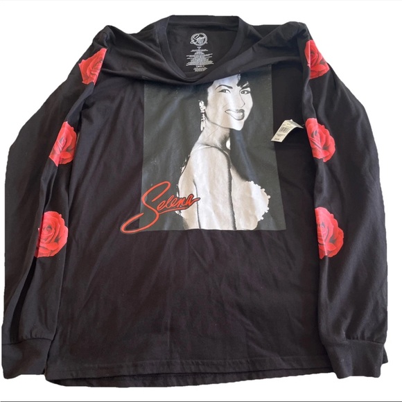selena | Shirts | Selena Black Long Sleeve Shirt With Red Roses And ...